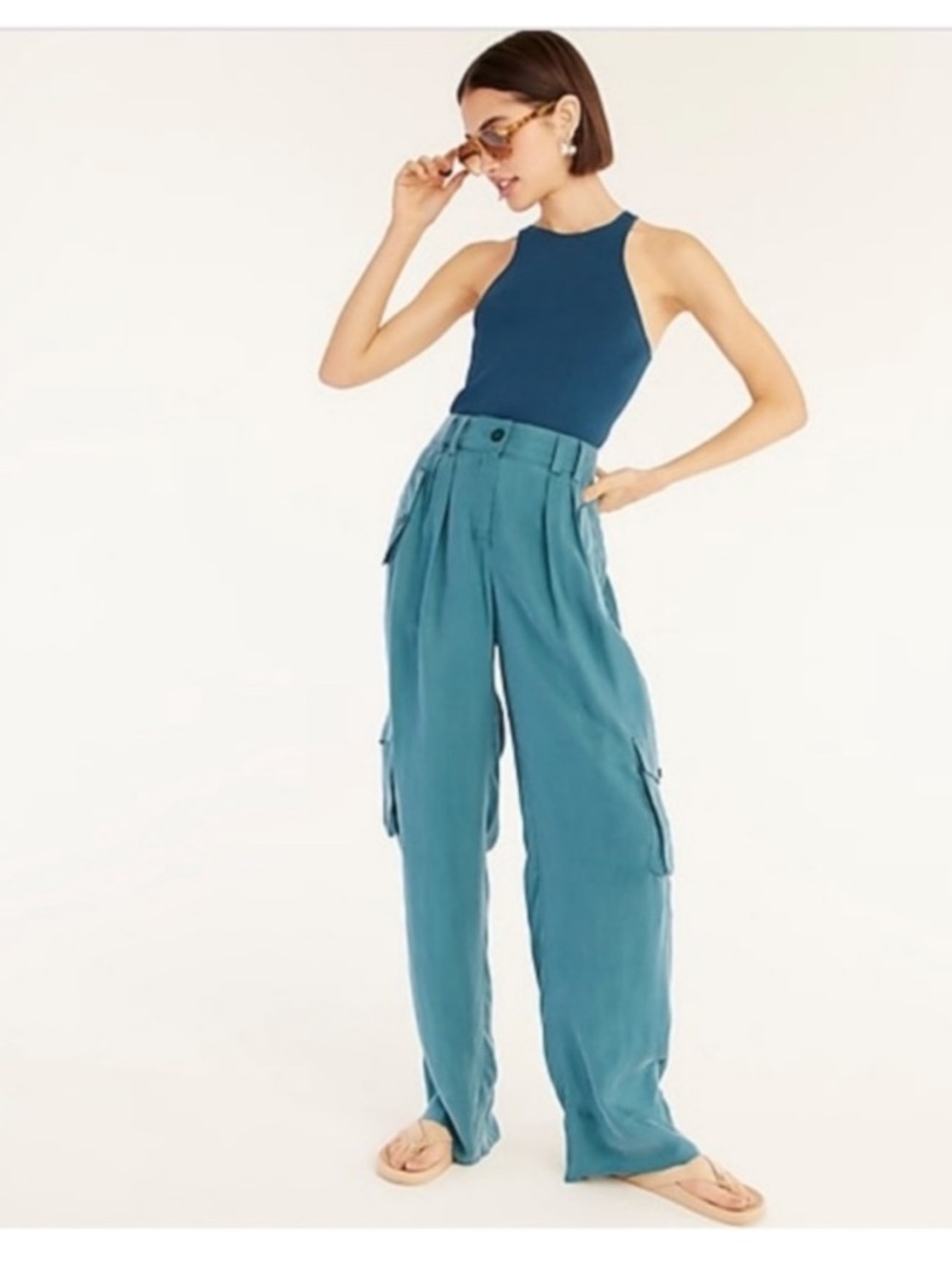 J. Crew Collection Full-length Cupro-blend Cargo Blend Pants Size 6 spring